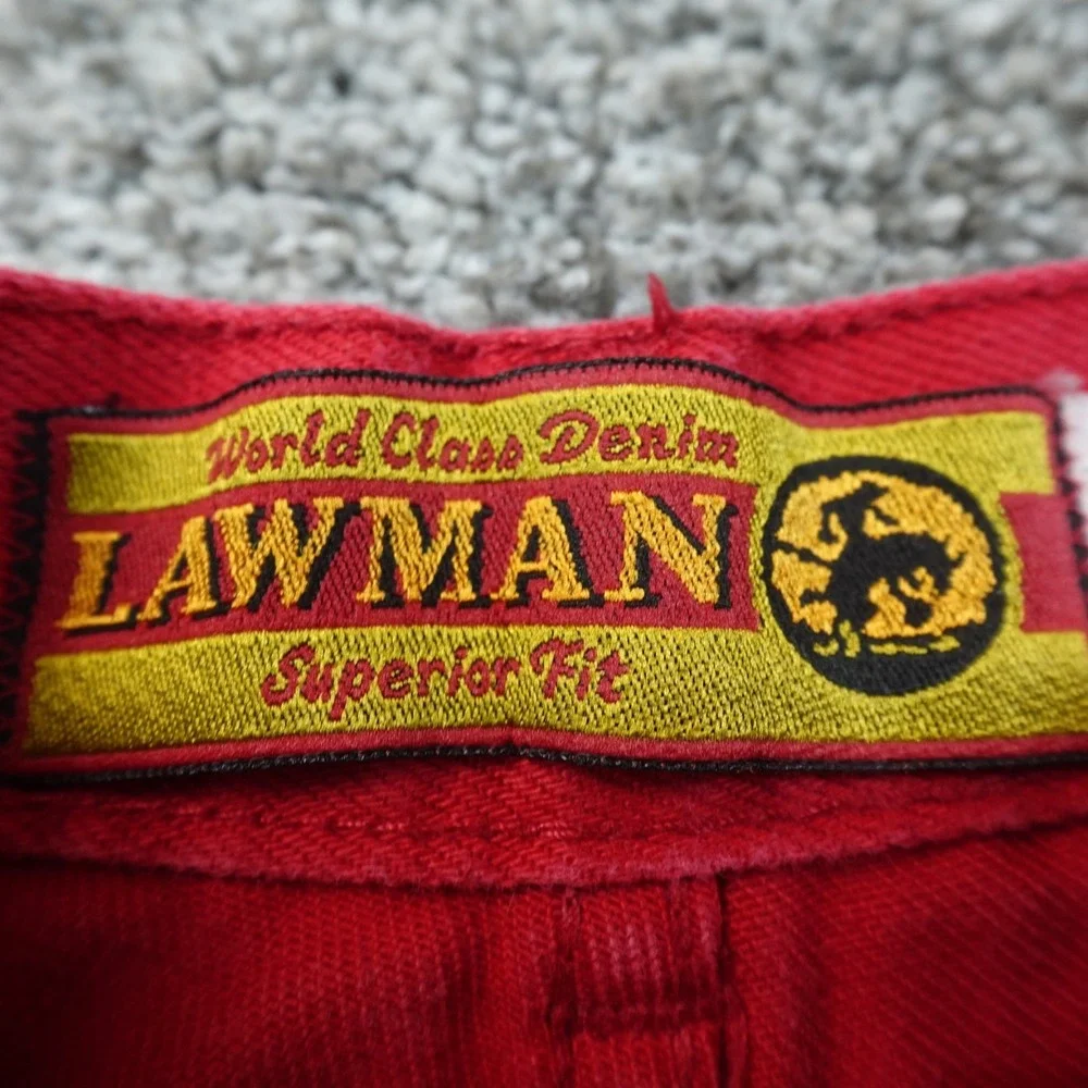 VTG Lawman Jeans Womens 9 Red Denim Pants Western Cowboy High Rise Bareback 80s